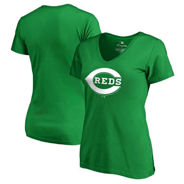 Women Cincinnati Reds Fanatics Branded Kelly Green Plus Size St. Patrick's Day White Logo V Neck T-Shirt,We sell and wholesale Women Cincinnati Reds Fanatics Branded Kelly Green Plus Size St. Patrick's Day White Logo V Neck T-Shirt on line form chian!